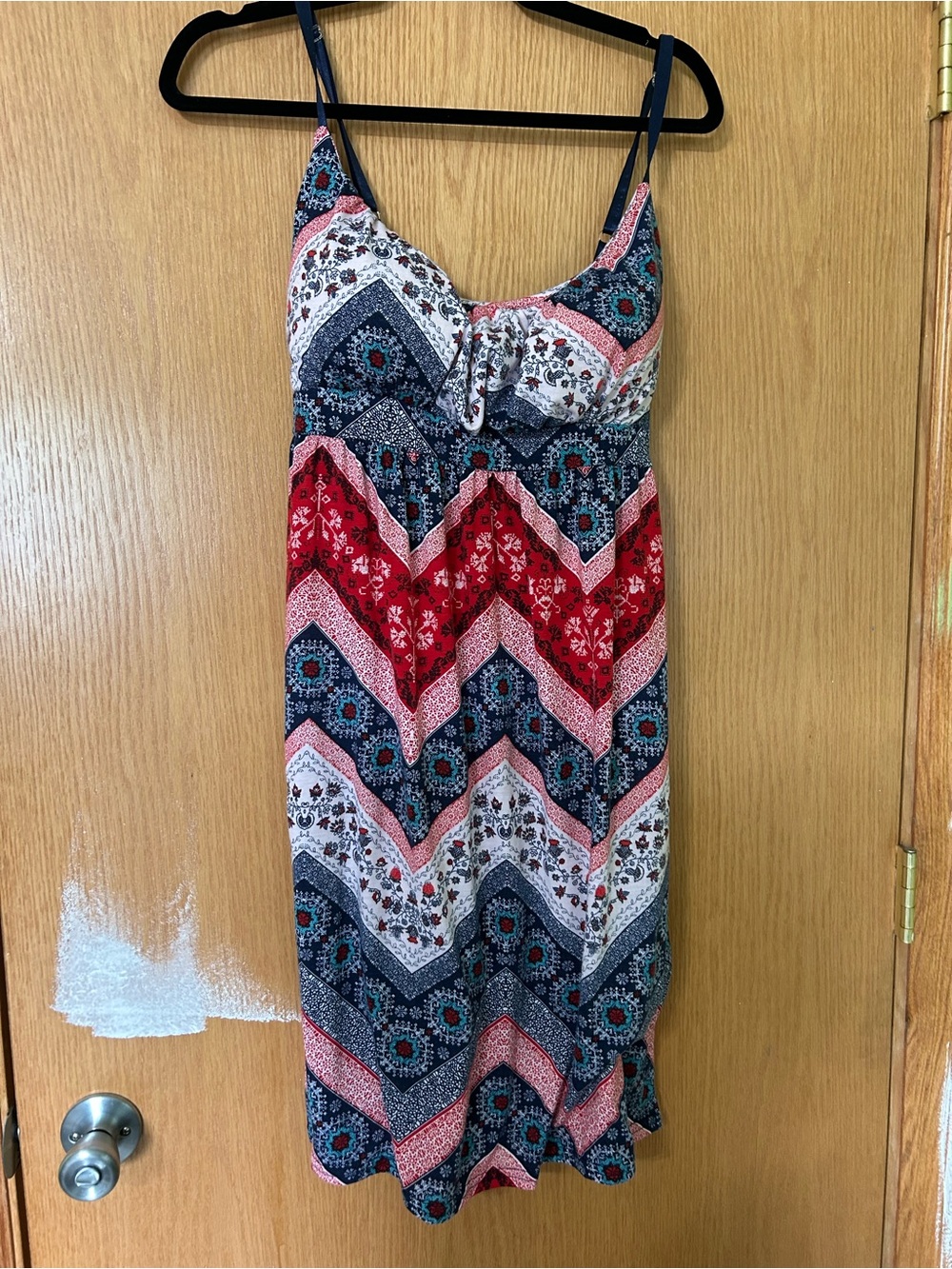 USA Red White and Blue Paisley Mini Dress with Build in Bra America Patriotic